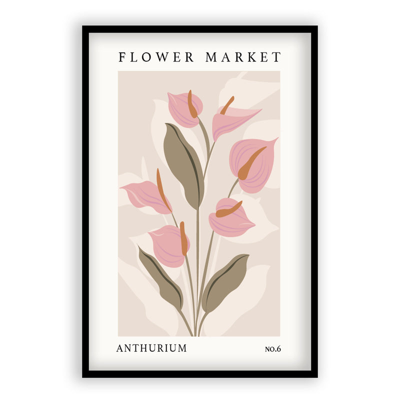 Flower Market Anthurium NO.6 | Aluminium Lijst met Poster | Poster