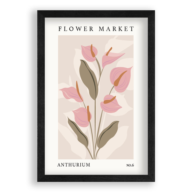 Flower Market Anthurium NO.6 | Zwart Eikenhouten Lijst | Poster