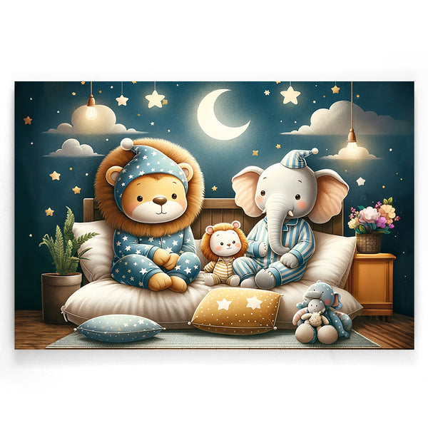 Bedtijd met Leeuw en Olifant Walljar kinderposter 