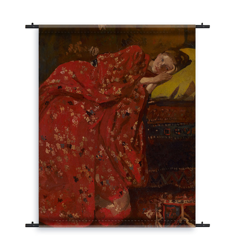 Wandkleed - Breitner - Meisje in Rode Kimono