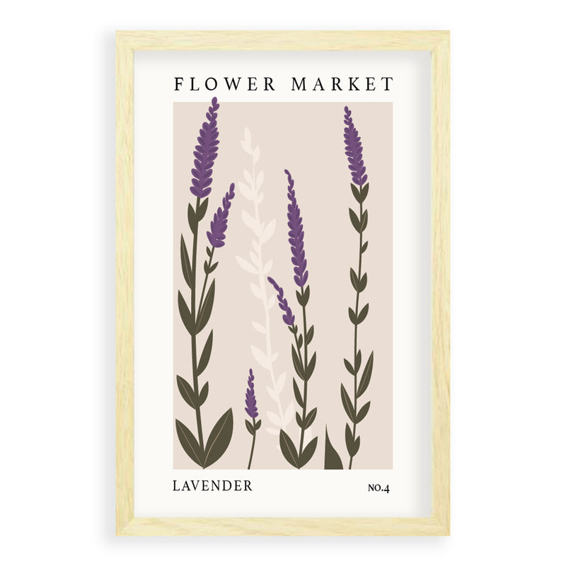 Flower Market Lavender NO.4 | Blank Eikenhouten Lijst | Poster| 