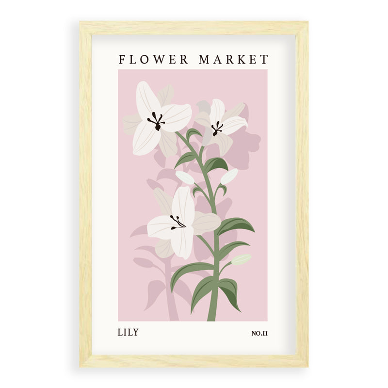 Flower Market Lily NO.11 | Blank Eikenhout Lijst | Poster