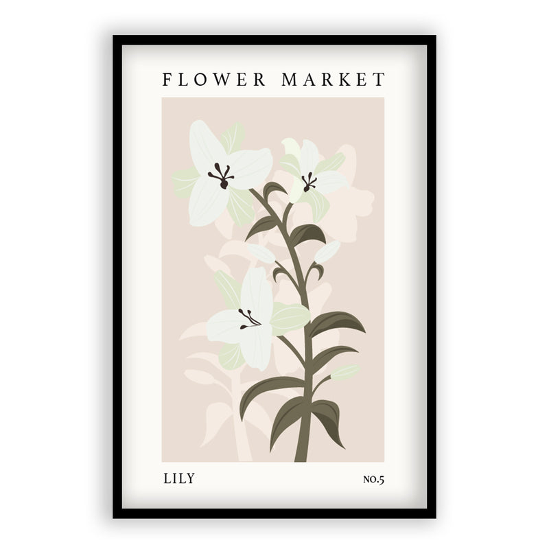 Flower Market Lily NO.5 | Aluminium Lijst met poster | Poster