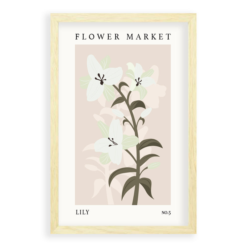 Flower Market Lily NO.5 | Blank Eikenhouten Lijst | Poster