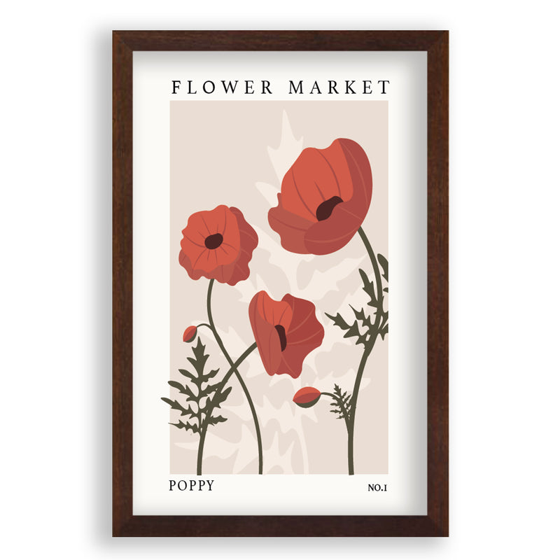 Flower Market Poppy NO.2 | Walnoot Eikenhouten Lijst | Poster