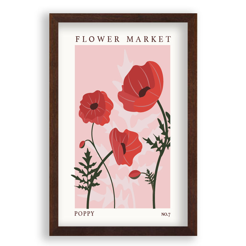 Flower Market Poppy NO.7 | Walnoot Eikenhouten Lijst | Poster