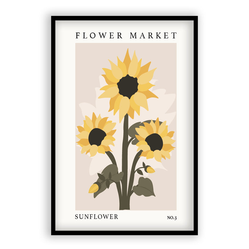 Flower Market Sunflower NO.3 | Aluminium Lijst Met Poster | Poster