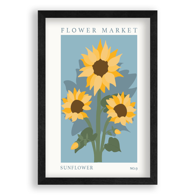 Flower Market Sunflower NO.9 | Zwart Eikenhouten Lijst | Poster