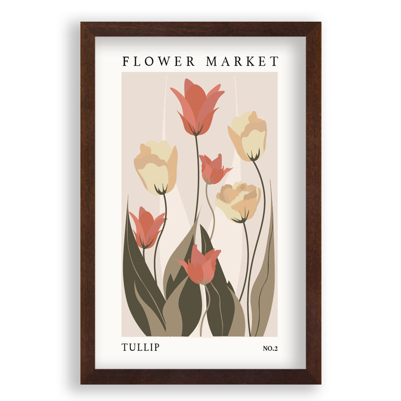 Flower Market Tullip NO.2 | Walnoot Eikenhouten Lijst | Poster