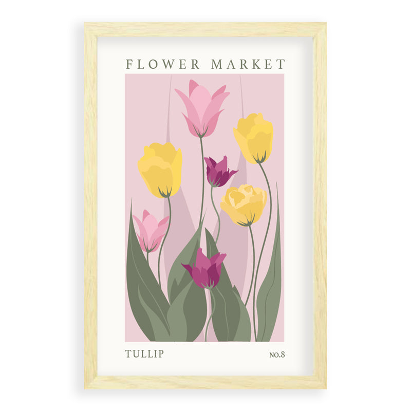 Flower Market Tullip NO.8 | Blank Eikenhouten Lijst | Poster
