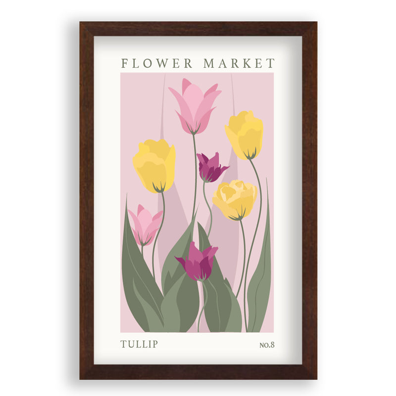Flower Market Tullip NO.8 | Walnoot Eikenhouten Lijst | Poster