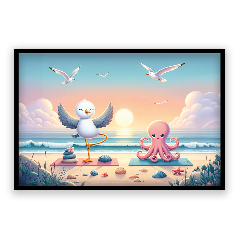 Yoga tijd met Meeuw en Octo Walljar Kinderposter