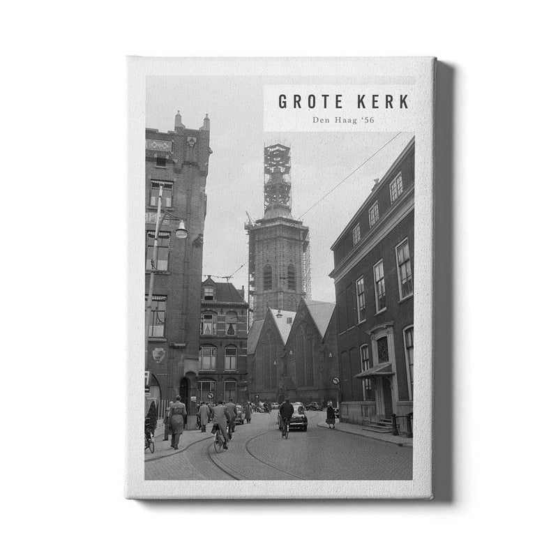 Grote kerk Den Haag '56 op canvas