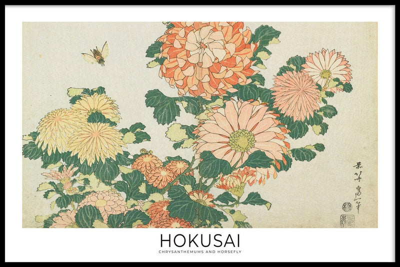 Hokusai - Chrysanthemums and Horsefly - Walljar