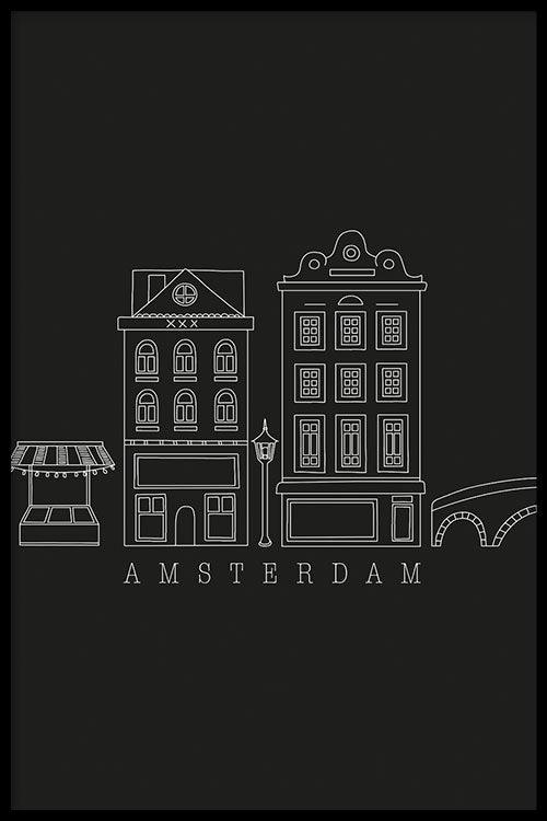 Lineart - Amsterdam Houses - Walljar