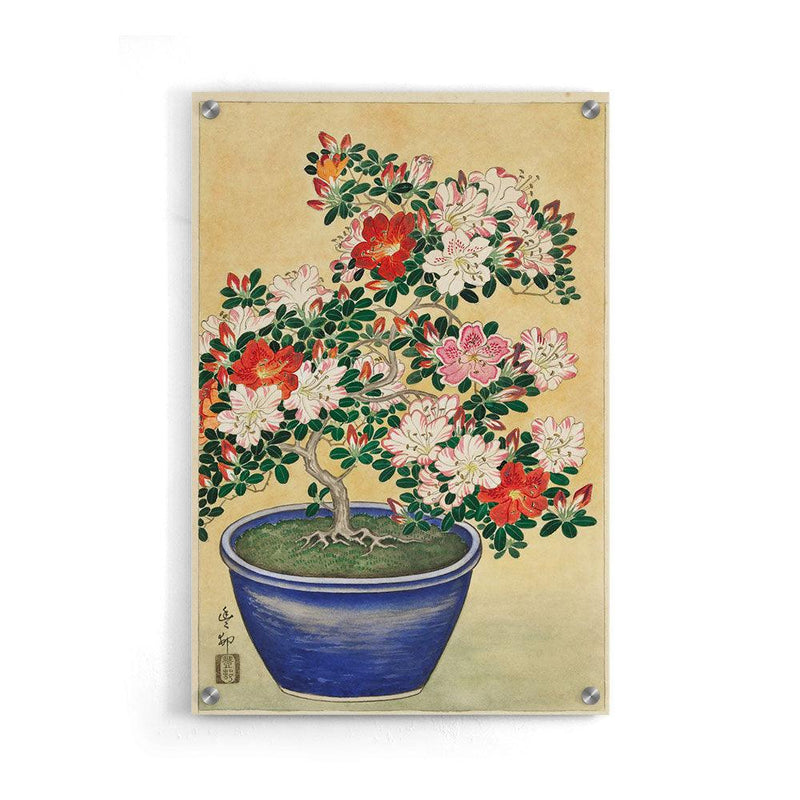 Ohara Koson - Blooming Azalea In Blue Pot - Walljar