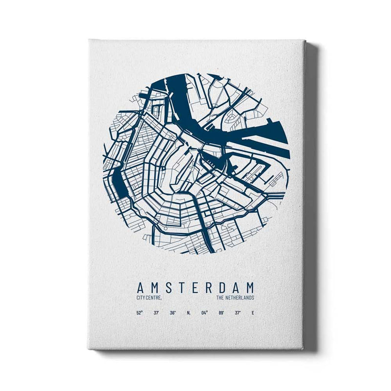 Stadskaart Amsterdam Centrum IV canvas