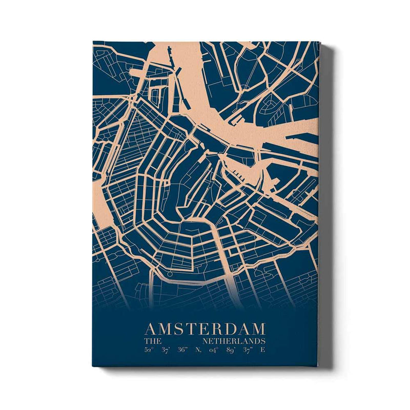 Stadskaart Amsterdam Centrum VI canvas