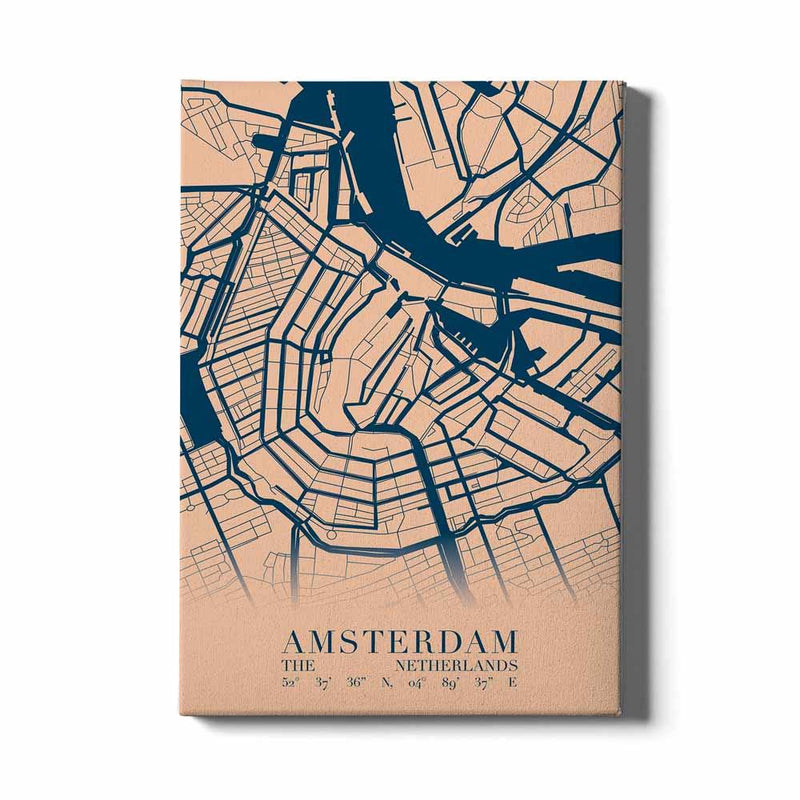Stadskaart Amsterdam Centrum VI canvas