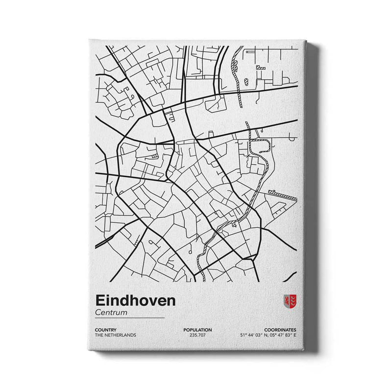 Stadskaart Eindhoven Centrum II op canvas
