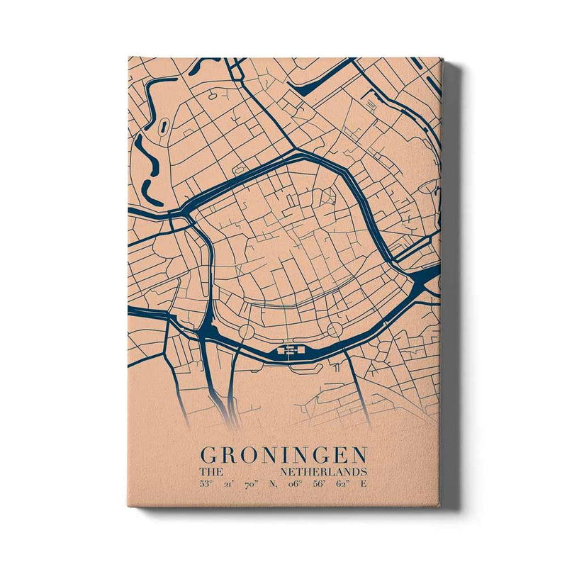 Stadskaart Groningen Centrum VI op canvas