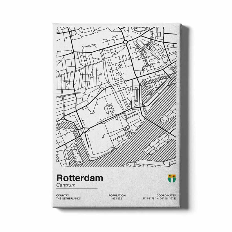 Stadskaart Rotterdam Centrum II canvas
