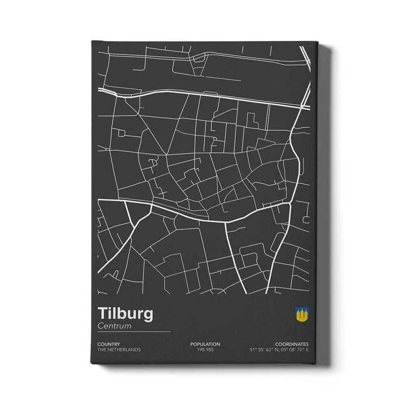 Stadskaart Tilburg Centrum II op canvas